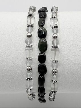 Self-Love Emotional Healing .925 SS, Clear Quartz Crystal, Tourmaline Bracelets